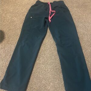 Dark Green Pants with Pink Drawstring